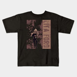 Lita Ford // Brown Vintage Kids T-Shirt